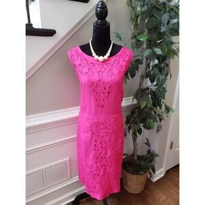 Appraisal Dress Women 20W Pink Sleeveless Embroidered Cutout Sheath Lined Boho
